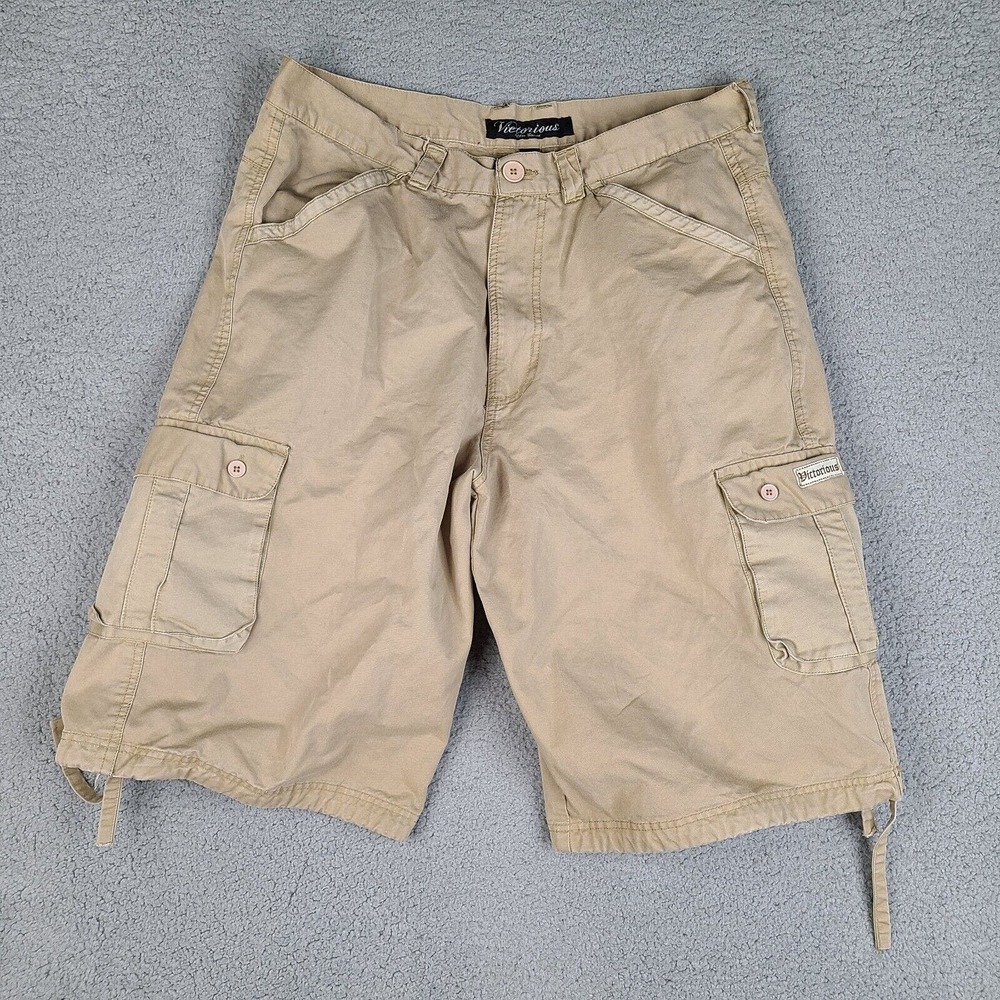 Victorious Cargo Shorts Mens 37 Beige Khaki Urban‎ Couture Hip Hop Cotton